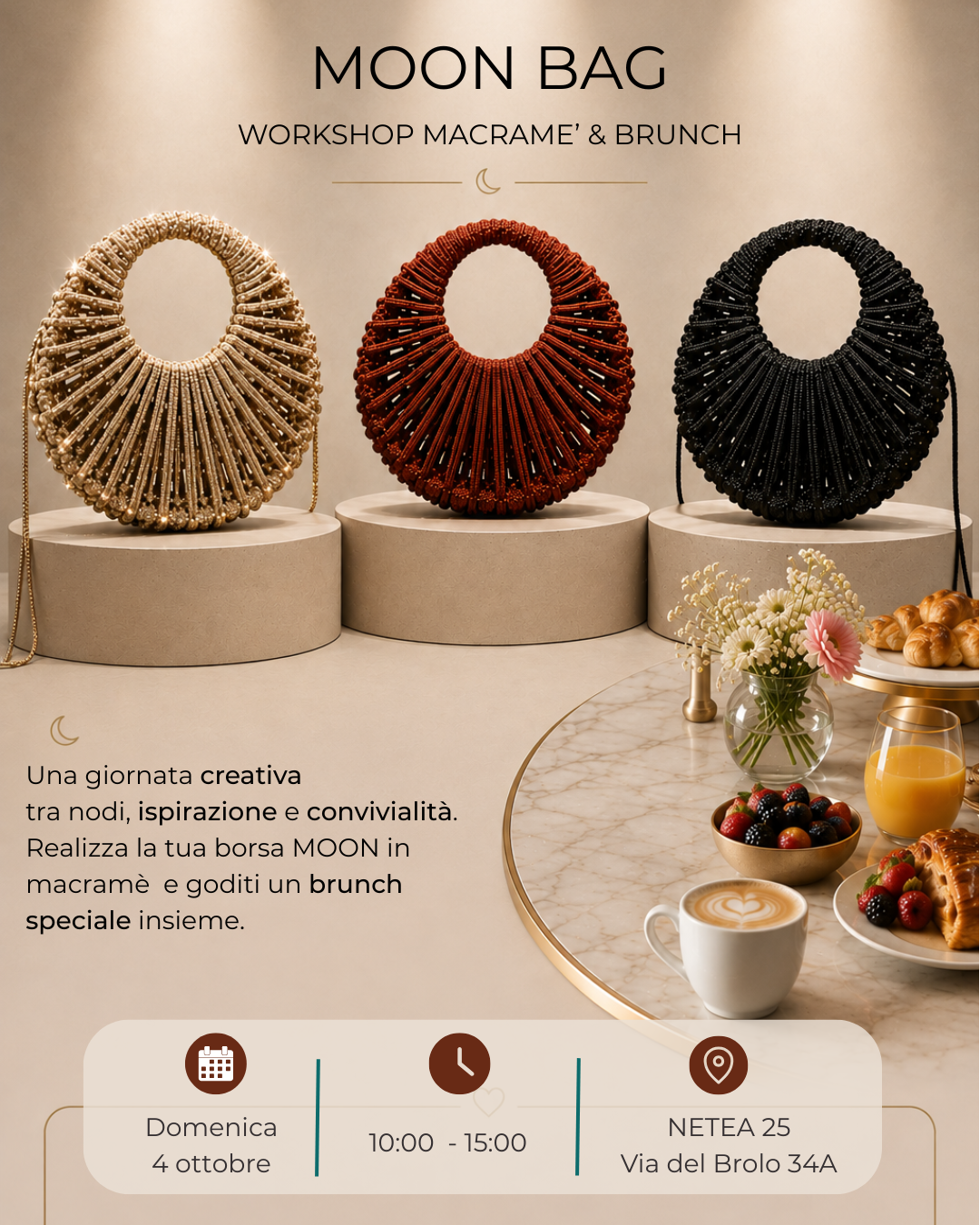 MACRAME' WORKSHOP & BRUNCH - MOON BAG